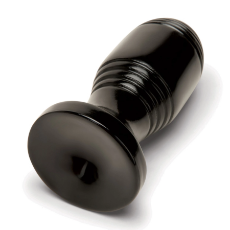 Rimba Ribbed Plug Black - Anatomical PVC Model, 11.4 cm