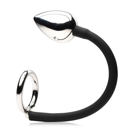 XR Brands Tug and Plug Dual Ring with Aluminum Plug - Adjustable System