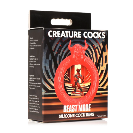 XR Brands Beast Mode Silicone Ring Red - Flexible Anatomical Design
