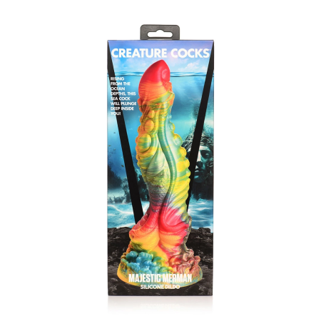 XR Brands Majestic Merman Silicone Fantasy Model, Rainbow, 26 cm