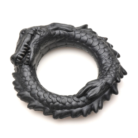 XR Brands Black Caiman Silicone Intimate Ring Black Stretchy Design