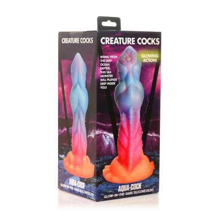 Blush Novelties Aqua Cock Silicone Model Glow-in-the-Dark Blue 20 cm