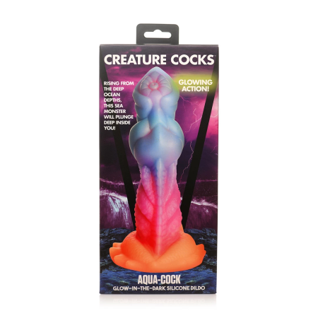 Blush Novelties Aqua Cock Silicone Model Glow-in-the-Dark Blue 20 cm