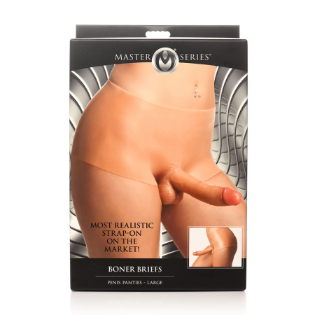 XR Brands Boner Briefs Silicone Panty-Shorts Small with Poseable Feature