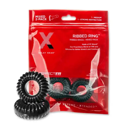 Perfect Fit Blend Premium Stretch Slim Ribbed Rings Set - Silicone, 4 Sizes