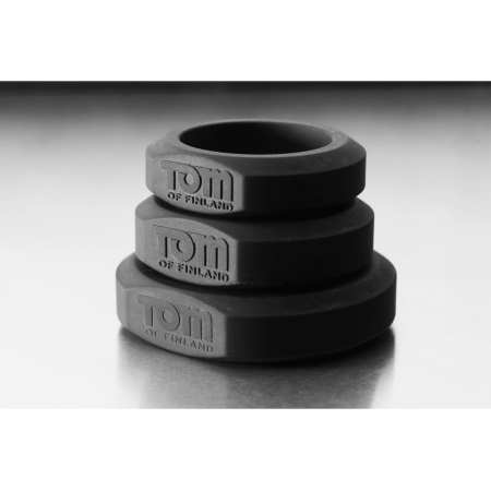 XR Brands 3-Piece Silicone Ring Set - Flexible Sizes, Black