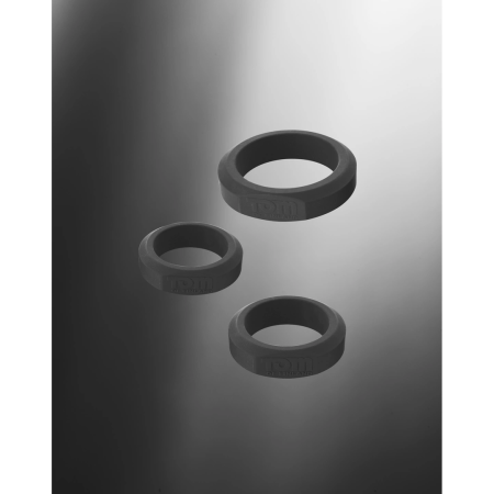 XR Brands 3-Piece Silicone Ring Set - Flexible Sizes, Black