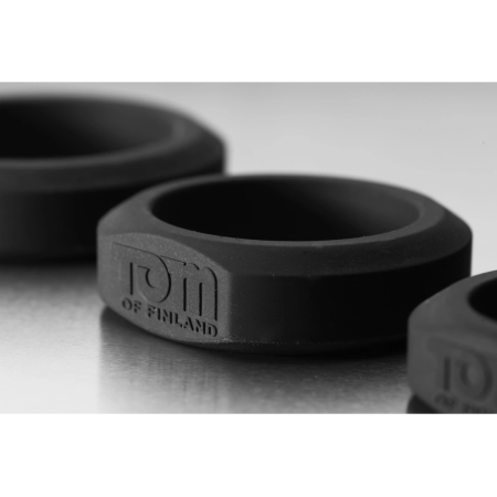 XR Brands 3-Piece Silicone Ring Set - Flexible Sizes, Black