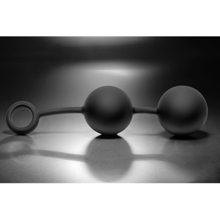 XR Brands Weighted Silicone Intimate Balls with Retrieval Cord XL Black
