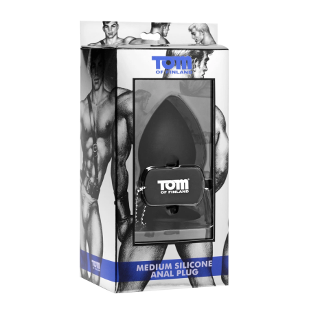 XR Brands Tom of Finland Silicone Plug with Suction Base Black Medium