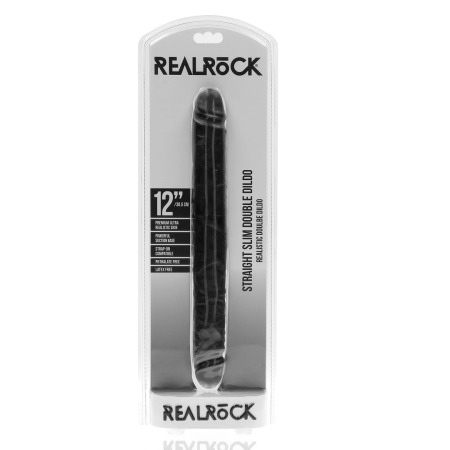 RealRock Slim Double Ended Model 30.5 cm Black - Flexible Intimate Toy