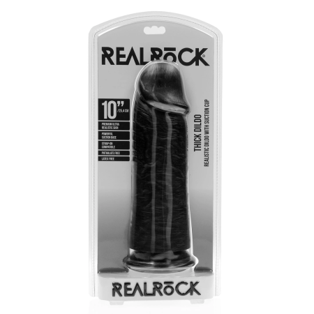 RealRock Extra Thick Model 25.4 cm Black - Anatomically Straight Design