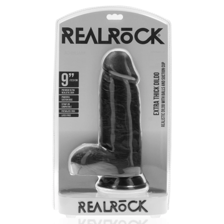 RealRock Extra Thick 23 cm Anatomical Model with Suction Cup Black