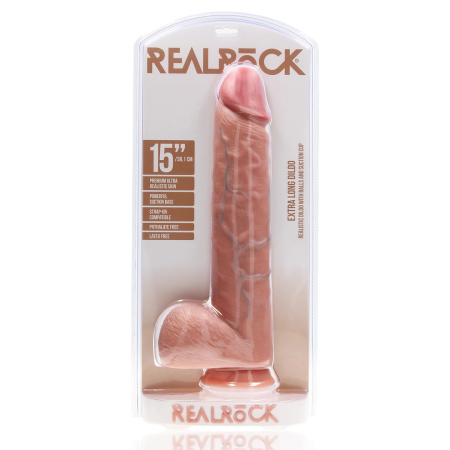 RealRock XL Straight Model with Base 38 cm - Flesh Tone, Firm Material