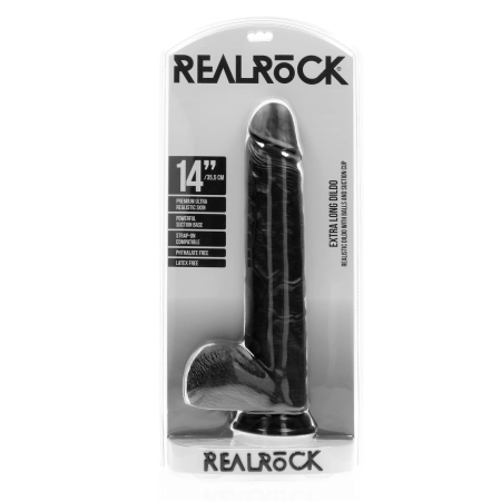 RealRock Extra Large Black 14" Anatomical Model with Suction Base