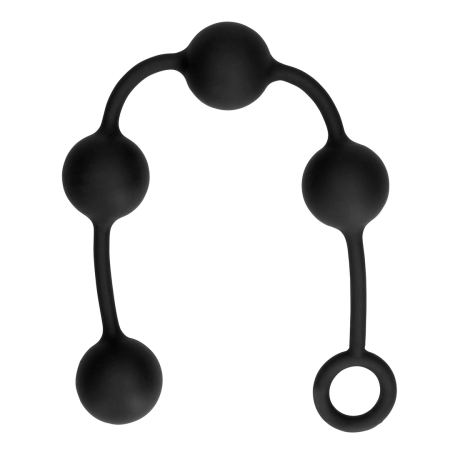 Ouch! Silicone Beads Large Black - Flexible Four-Ball Intimate Trainer