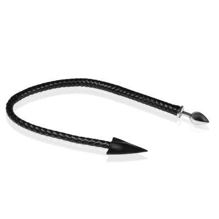 Ouch! Metal Plug with PU Leather Devil Tail - Black, Medium Size
