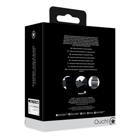 Ouch! Padded Ankle Support Sling Adjustable Straps Black PU Leather