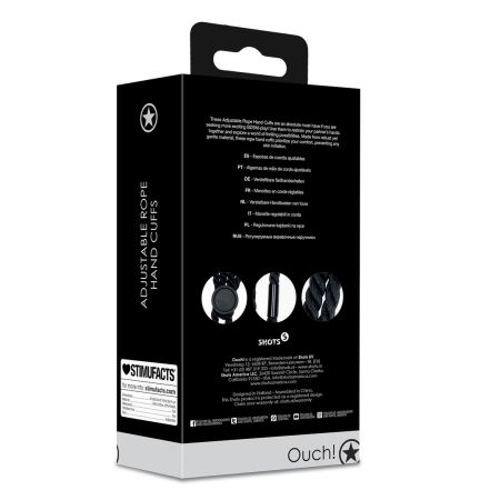 Ouch! Adjustable Soft Rope Restraints - Black, Custom Fit Design
