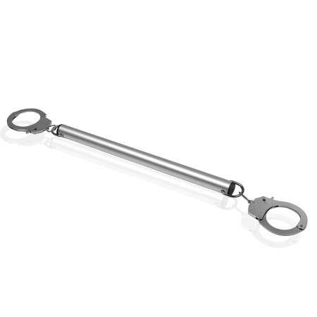 Ouch! Adjustable Spreader Bar with Detachable Cuffs Silver 70cm
