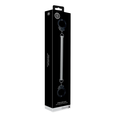 Ouch! Adjustable Spreader Bar with Detachable Cuffs Silver 70cm