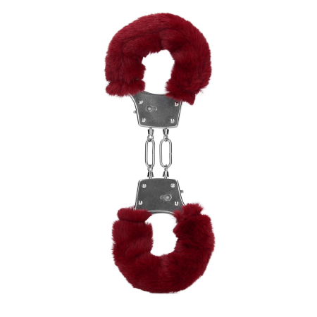 EasyToys Furry Adjustable Metal Handcuffs Red Soft Plush Finish
