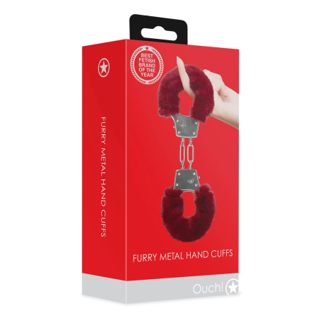 EasyToys Furry Adjustable Metal Handcuffs Red Soft Plush Finish