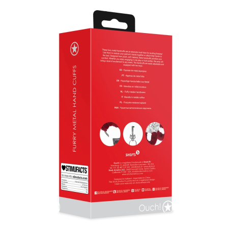 EasyToys Furry Adjustable Metal Handcuffs Red Soft Plush Finish