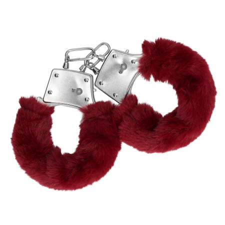 EasyToys Furry Adjustable Metal Handcuffs Red Soft Plush Finish