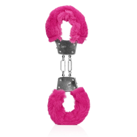 Loving Joy Furry Metal Handcuffs Pink - Adjustable Plush Restraints