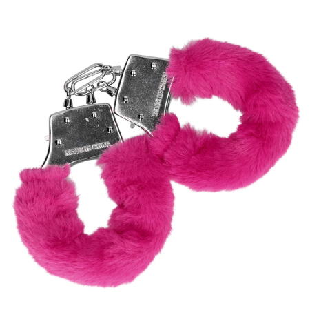 Loving Joy Furry Metal Handcuffs Pink - Adjustable Plush Restraints