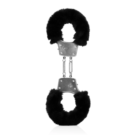EasyToys Soft Plush Adjustable Metal Handcuffs Black