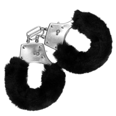 EasyToys Soft Plush Adjustable Metal Handcuffs Black