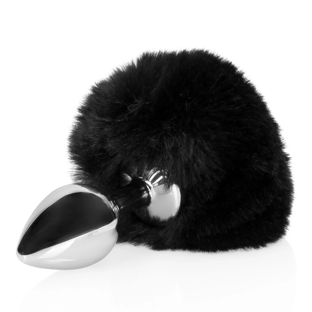DiGiTails Black Metal Plug with Soft Bunny Tail - Compact Size
