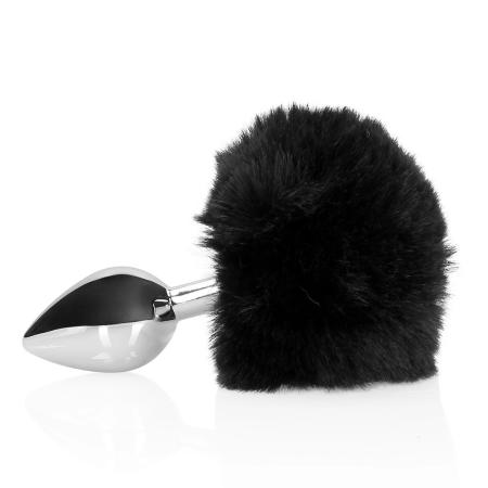DiGiTails Black Metal Plug with Soft Bunny Tail - Compact Size