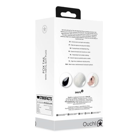 Sinner Gear Fox Tail Plug White - Metal Accessory with Faux Fur Tail