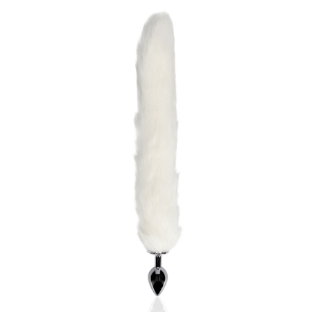 Sinner Gear Fox Tail Plug White - Metal Accessory with Faux Fur Tail