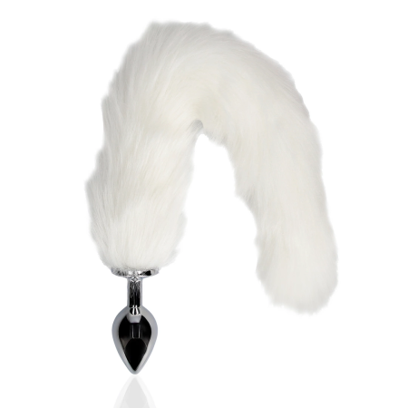 Sinner Gear Fox Tail Plug White - Metal Accessory with Faux Fur Tail