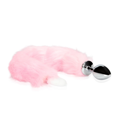 EasyToys LED Fox Tail Pink - Metal Plug with Illuminated Fluffy Tail