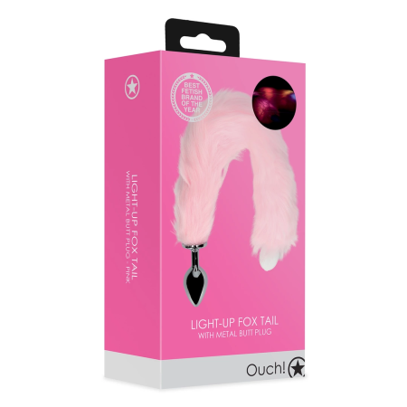 EasyToys LED Fox Tail Pink - Metal Plug with Illuminated Fluffy Tail