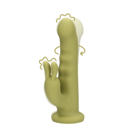 Loveline Ultra Soft Silicone Rotating Rabbit Model - Spring Sage Green