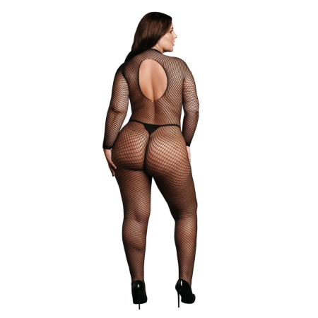 Obsessive OSX Bodystocking Black Fishnet Longsleeve Plus Size