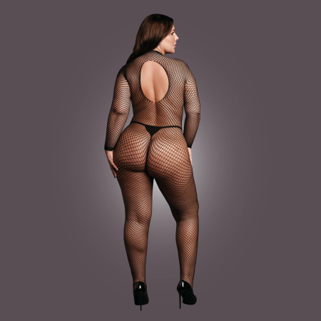 Obsessive OSX Bodystocking Black Fishnet Longsleeve Plus Size