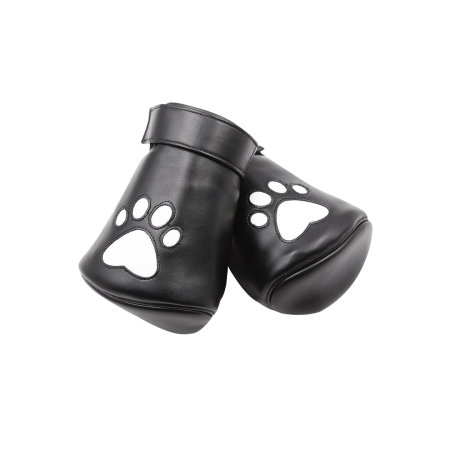 Ouch! Neoprene Paw Mittens - Adjustable Black Boxing Gloves Style