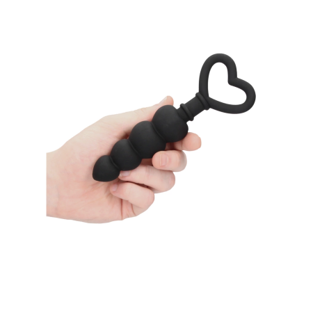 Shots Toys Silicone Flexible Bead Chain 18cm - Black, Soft Texture
