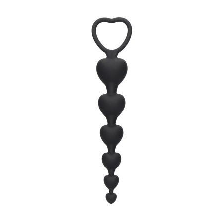Sinner Gear Silicone Heart Bead Chain - Flexible Intimate Trainer, Black