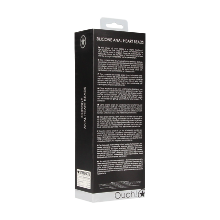 Sinner Gear Silicone Heart Bead Chain - Flexible Intimate Trainer, Black