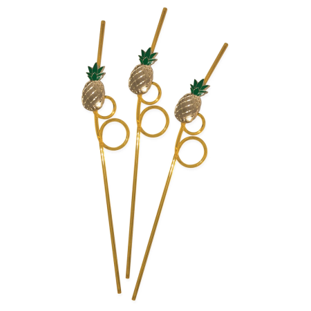 Kheper Games Tropical Reusable Drinking Straws Pineapple 3-Pack