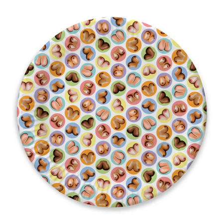 Dirty Boob - Decorative Party Plates 7" - Set of 8, Humorous Design