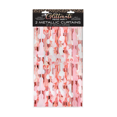 Glitterati Metallic Foil Curtain Set of 2 Rose Gold Party Decor